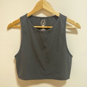 Alice + Olivia sporty black cropped racerback tank top